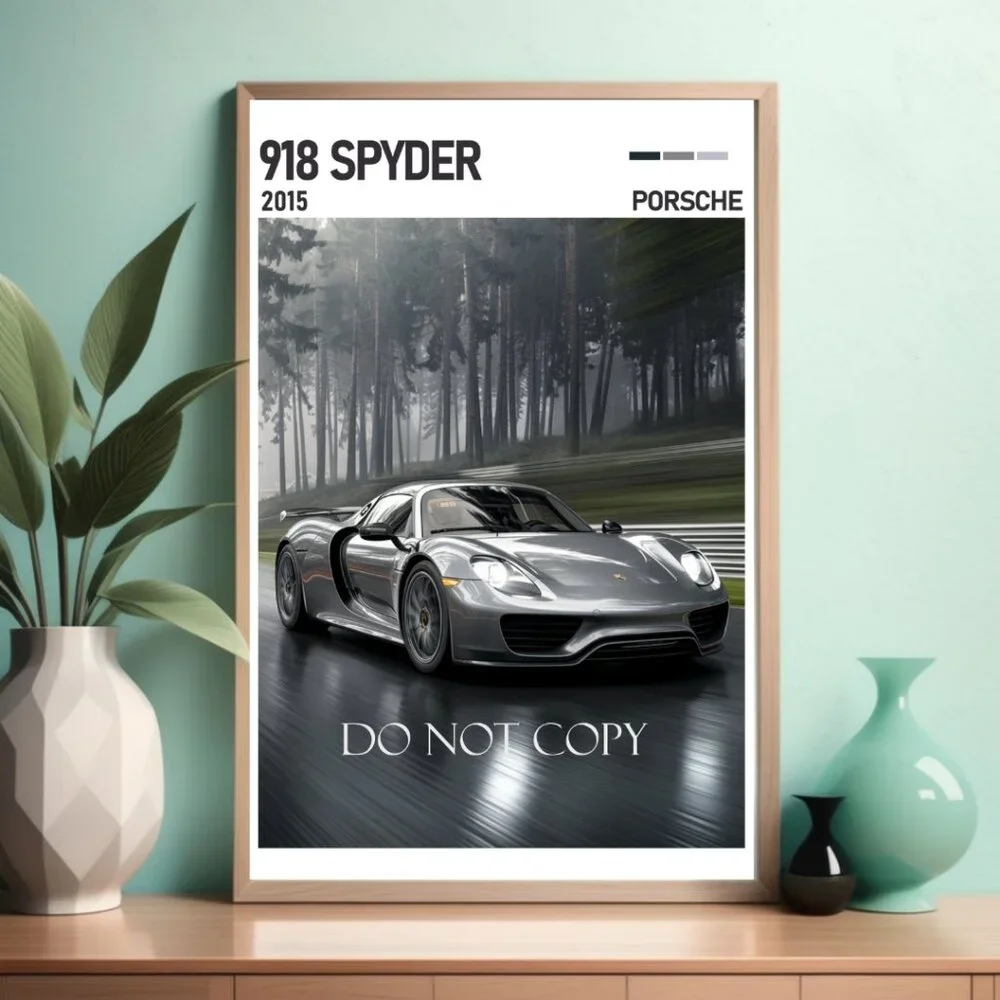 Porsche 918 Spyder 11x17 Framed Poster - Wall Art - Modern Automotive Print